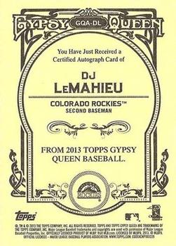 2013 Topps Gypsy Queen - Autographs #GQA-DL D.J. LeMahieu Back
