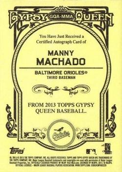 2013 Topps Gypsy Queen - Autographs #GQA-MMA Manny Machado Back