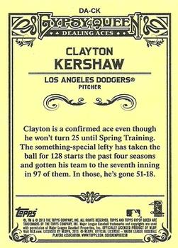 2013 Topps Gypsy Queen - Dealing Aces #DA-CK Clayton Kershaw Back