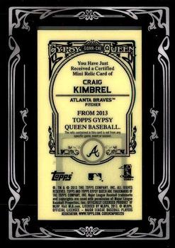 2013 Topps Gypsy Queen - Mini Relics #GQMR-CKI Craig Kimbrel Back