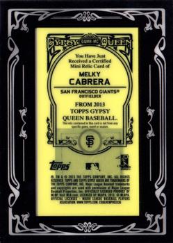 2013 Topps Gypsy Queen - Mini Relics #GQMR-MC Melky Cabrera Back