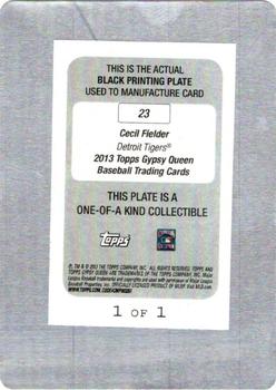 2013 Topps Gypsy Queen - Printing Plates Black #23 Cecil Fielder Back