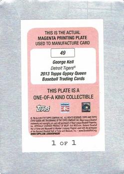 2013 Topps Gypsy Queen - Printing Plates Magenta #49 George Kell Back