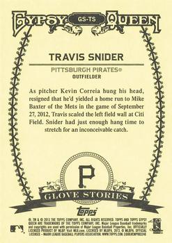 2013 Topps Gypsy Queen - Glove Stories #GS-TS Travis Snider Back