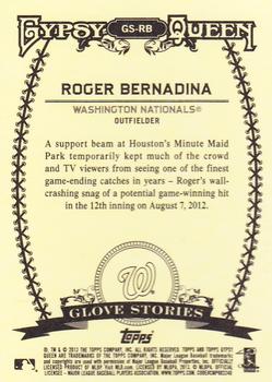 2013 Topps Gypsy Queen - Glove Stories #GS-RB Roger Bernadina Back