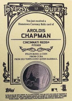 2013 Topps Gypsy Queen - Hometown Currency Coins #12 Aroldis Chapman Back