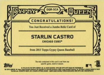 2013 Topps Gypsy Queen - Relics-Black Jumbo #GQR-SCA Starlin Castro Back