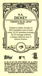 2013 Topps Gypsy Queen - Mini #28 R.A. Dickey Back