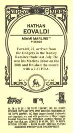 2013 Topps Gypsy Queen - Mini #55 Nathan Eovaldi Back