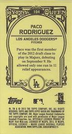 2013 Topps Gypsy Queen - Mini #104 Paco Rodriguez Back