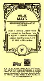 2013 Topps Gypsy Queen - Mini #340 Willie Mays Back