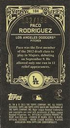 2013 Topps Gypsy Queen - Mini Black #104 Paco Rodriguez Back