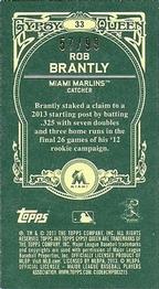 2013 Topps Gypsy Queen - Mini Green #33 Rob Brantly Back