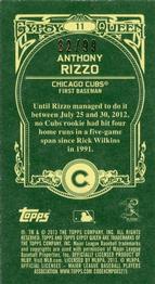 2013 Topps Gypsy Queen - Mini Green #11 Anthony Rizzo Back