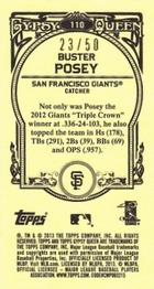 2013 Topps Gypsy Queen - Mini Sepia #110 Buster Posey Back