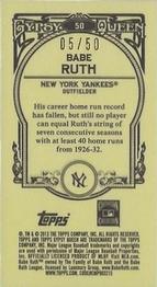 2013 Topps Gypsy Queen - Mini Sepia #50 Babe Ruth Back