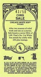 2013 Topps Gypsy Queen - Mini Sepia #25 Chris Sale Back