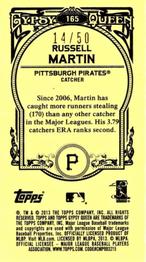 2013 Topps Gypsy Queen - Mini Sepia #165 Russell Martin Back