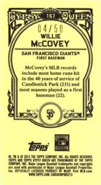 2013 Topps Gypsy Queen - Mini Sepia #167 Willie McCovey Back