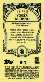 2013 Topps Gypsy Queen - Mini Sepia #173 Yonder Alonso Back