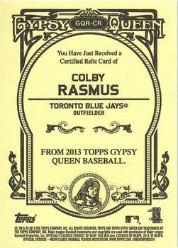 2013 Topps Gypsy Queen - Relics #GQR-CR Colby Rasmus Back