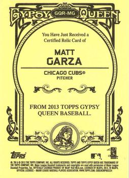 2013 Topps Gypsy Queen - Relics #GQR-MG Matt Garza Back