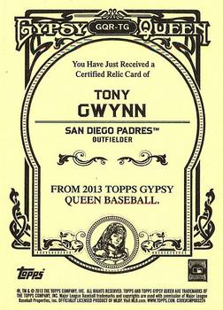 2013 Topps Gypsy Queen - Relics #GQR-TG Tony Gwynn Back