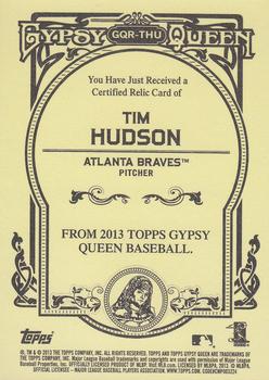 2013 Topps Gypsy Queen - Relics #GQR-THU Tim Hudson Back
