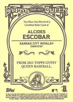2013 Topps Gypsy Queen - Relics #GQR-AES Alcides Escobar Back