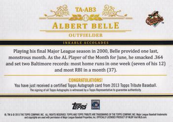 2013 Topps Tribute - Autographs #TA-AB3 Albert Belle Back