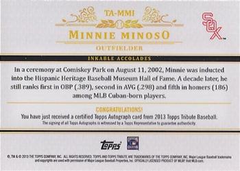 2013 Topps Tribute - Autographs #TA-MMI Minnie Minoso Back