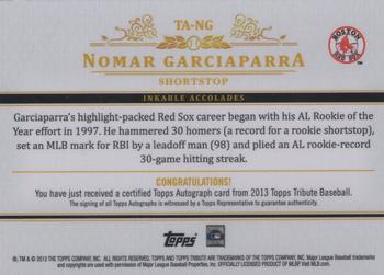 2013 Topps Tribute - Autographs #TA-NG Nomar Garciaparra Back