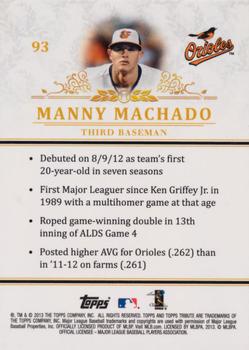 2013 Topps Tribute - Orange #93 Manny Machado Back