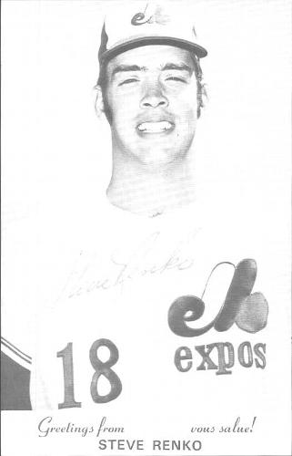 1970 Montreal Expos Postcards #NNO Steve Renko Front