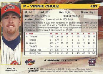2004 Choice Syracuse SkyChiefs #7 Vinnie Chulk Back
