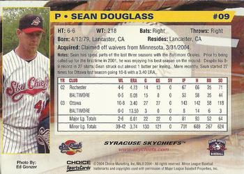 2004 Choice Syracuse SkyChiefs #9 Sean Douglass Back