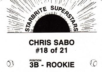 1988 Starbrite Superstars (unlicensed) #18 Chris Sabo Back