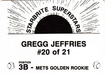 1988 Starbrite Superstars (unlicensed) #20 Gregg Jefferies Back
