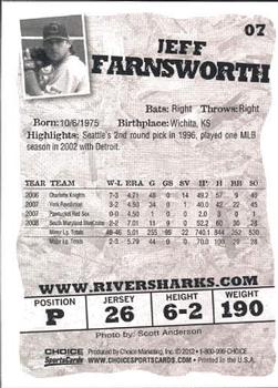 2012 Choice Camden Riversharks #7 Jeff Farnsworth Back