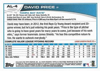 2013 Topps American League All-Stars #AL-4 David Price Back
