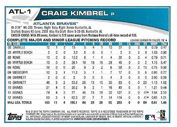 2013 Topps Atlanta Braves #ATL-1 Craig Kimbrel Back