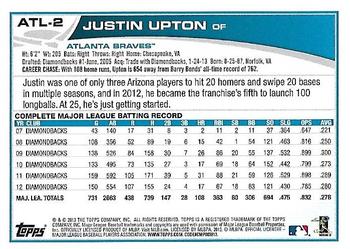 2013 Topps Atlanta Braves #ATL-2 Justin Upton Back