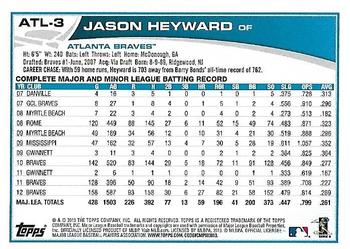 2013 Topps Atlanta Braves #ATL-3 Jason Heyward Back