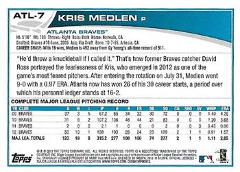 2013 Topps Atlanta Braves #ATL-7 Kris Medlen Back