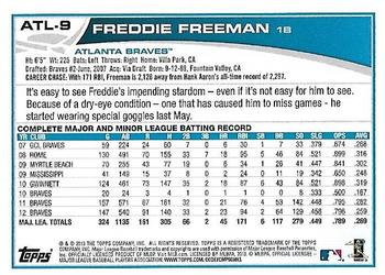 2013 Topps Atlanta Braves #ATL-9 Freddie Freeman Back