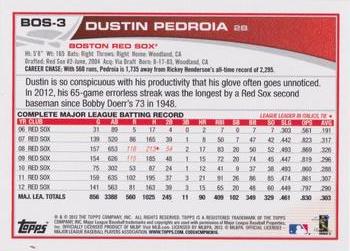 2013 Topps Boston Red Sox #BOS3 Dustin Pedroia Back