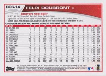 2013 Topps Boston Red Sox #BOS14 Felix Doubront Back