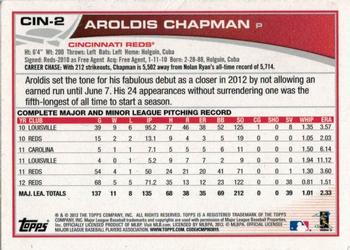 2013 Topps Cincinnati Reds #CIN-2 Aroldis Chapman Back