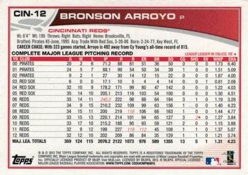2013 Topps Cincinnati Reds #CIN-12 Bronson Arroyo Back