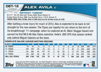 2013 Topps Detroit Tigers #DET12 Alex Avila Back